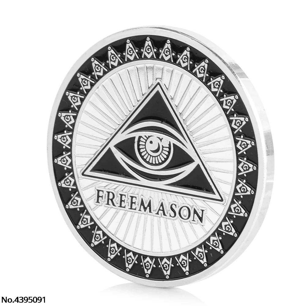 Masonic Freemason Silver Plated Commemorative Coin Token Collectible Physical 
