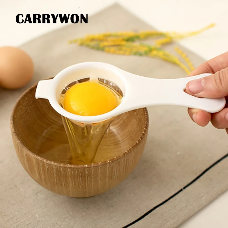 

CARRYWON Household Plastic White Egg Yolk Separator Eco Friendly PP Food Grade Material 13*6cm Egg Divider Tools High Quality