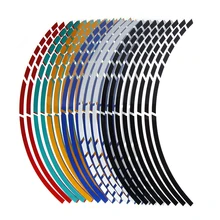 16Pcs 17″18″ Strips Motorcycle Car Wheel Tire Stickers Reflective Rim Tape Motorbike Auto Decals