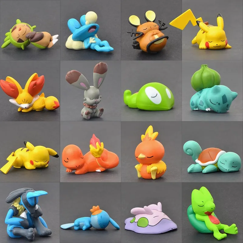 Серия Sleep skirtle Bulbasaur Torchic Pika 3-6 см аниме фигурка подвижная фигурка-модель игрушки, подарки для детей pokemones фигурные игрушки