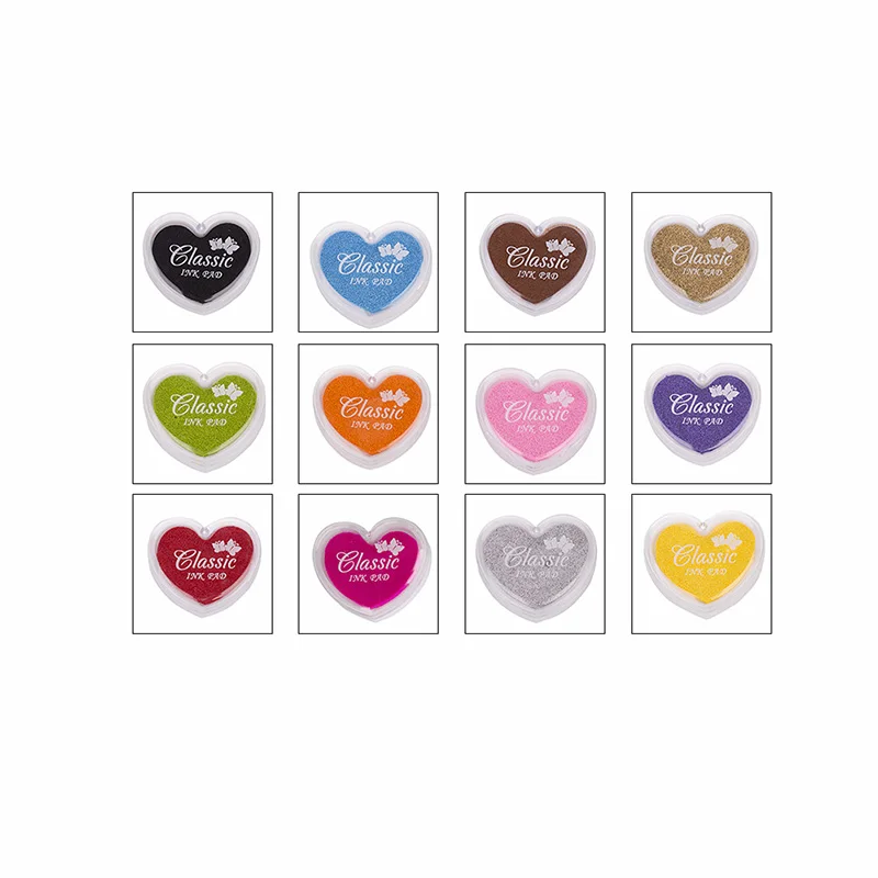 

1 Pcs Heart Shape Fingerprint Inkpad Colorful Ink Stamp Kids Ink Pad For DIY Funny Work Stationary 12 Colors