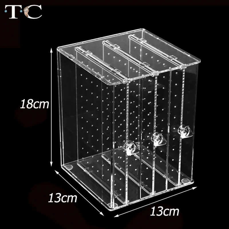 Большая емкость, прозрачная акриловая полка для ювелирных изделий, 3 ящика, держатель для сережек, органайзер для сережек, Пылезащитная коробка для хранения сережек
