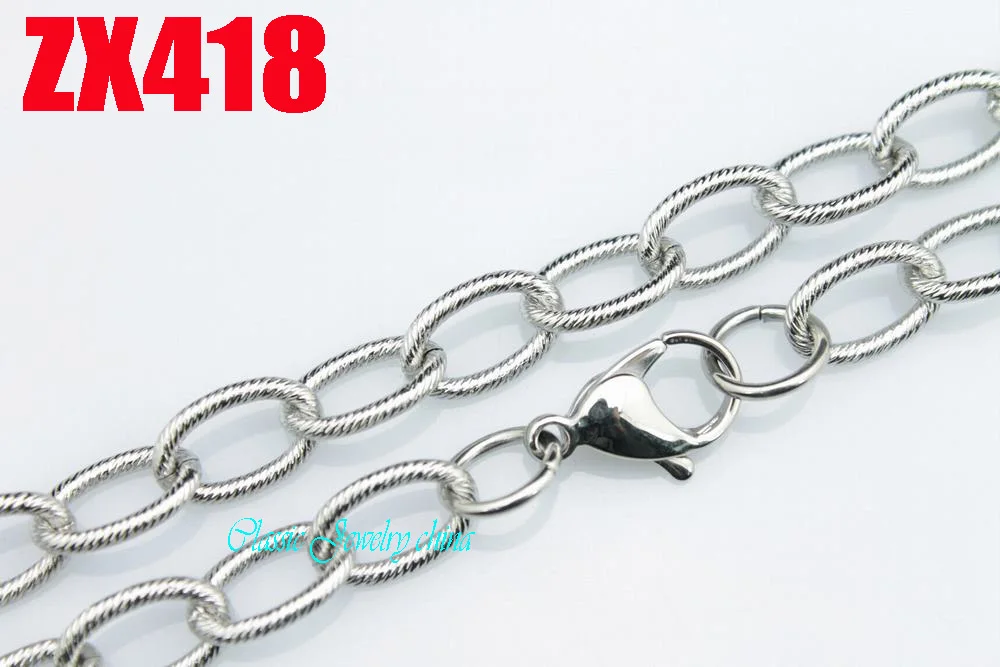 

9.5mm twill open loop cross chain stainless steel necklace man male women fashion jewelry 10pcs ZX418