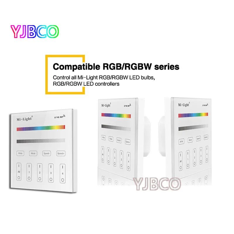 

Milight T3 AC220V 4-Zone RGB/RGBW and brightness dimming Smart Panel Remote Controllerr for led strip light lamp or bulb lights
