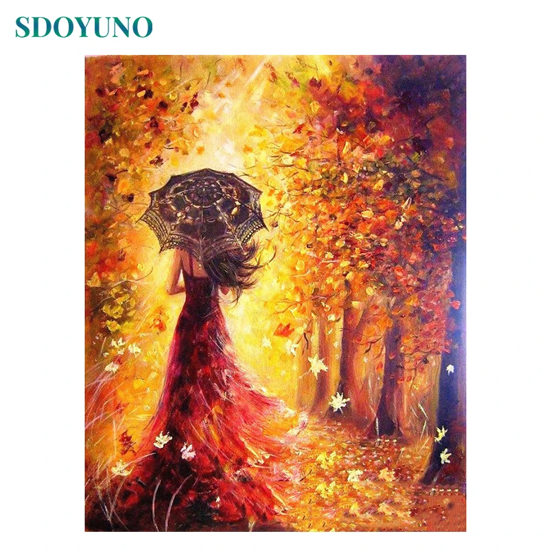 

SDOYUNO Frame Women Autumn DIY Painting By Numbers Landscape Modern Wall Art Canvas Painting Unique Gift For Home Wall Decor