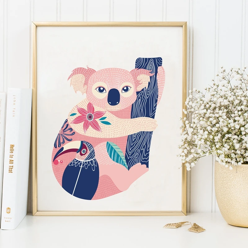 Australia-Animal-Koala-Print-Pictures-Cartoon-Animal-Koala-Canvas-Art-Painting-Home-Wall-Decoration