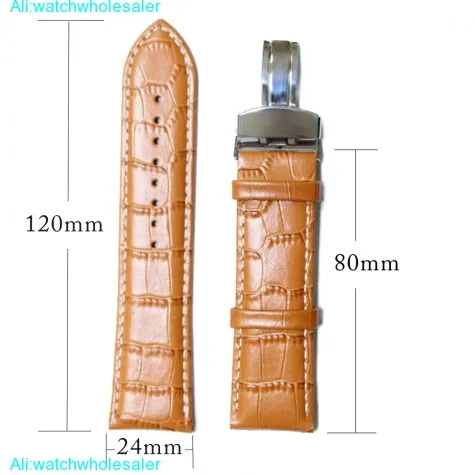 24mm Modish Tan All Genuine Leather Unisex Watch Band Straps WB1037E24GB
