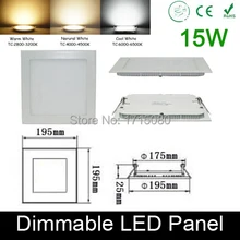 Ультра тонкий затемнения 15 Вт Светодиодный свет панели плоские квадратные светодиодные светильники утопленные потолочные вниз свет 4000 K для дома освещение бумажный фонарик лампа