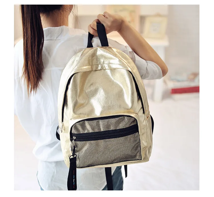 MJ Unisex Backpack Fashion Metallic Female Backpacks Casual Daypack Large Travel Bag Big Holographic Backpack Cool School Bags (11)