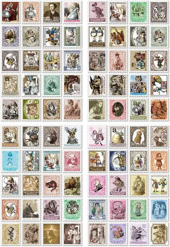 

4 Pcs / Pack Diy Vintage Retro Paper Stickers Alice Stamp Sticker For Diary Scrapbooking # (7321)