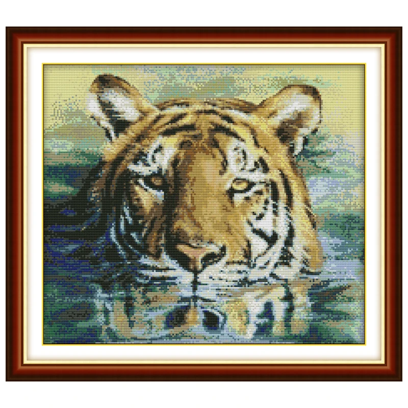 

A Tiger in Water Patterns Counted Cross Stitch 11CT 14CT Cross Stitch Sets Chinese Cross-stitch Kits Embroidery Needlework