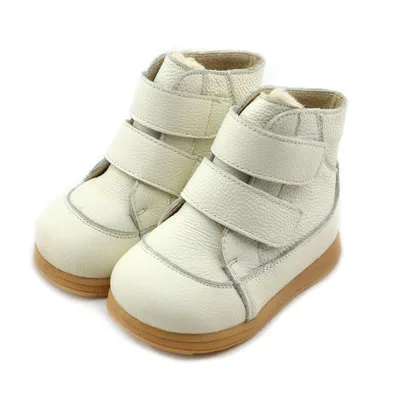 Детские зимние ботинки; Новинка года; зимняя детская обувь из натуральной кожи с хлопковой подкладкой; модные ботинки на плоской подошве для мальчиков и девочек; обувь - Цвет: White