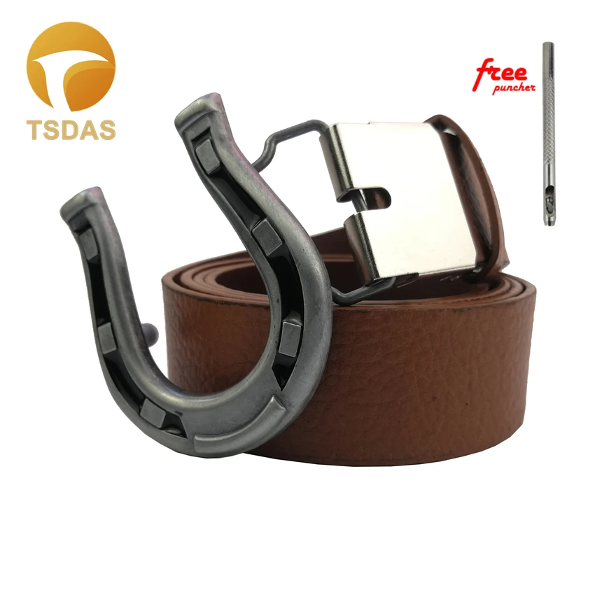 Horseshoes New U Shape Belt Buckles Metal for Men Silver Western Belt