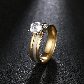 

DOTIFI 316L Stainless Steel Rings For Women Gold And Silver Color 3 Circles Zircon Engagement Wedding Ring Jewelry