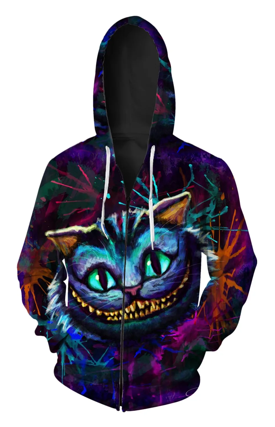 Anti Samely Zip Up Hoodie 3d Print New Fashion Cheshire cat Clothing