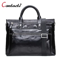 CONTACT’S Genuine Leather Crossbody Shoulder Bags For Men Messenger Bag Male Briefcase With Handles Men Brands Cross Body Laptop