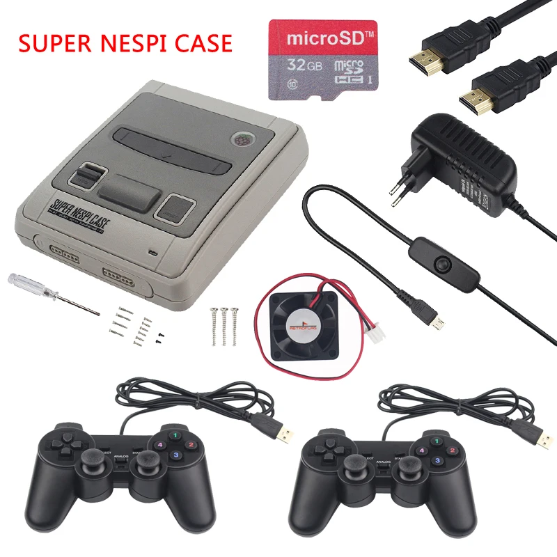 

Raspberry Pi 3 Original SUPER NESPI CASE + 2pcs Gamepad + Cooling Fan for Raspberry Pi 3 Model B+( B Plus ) / 3 / 2 for Retropie