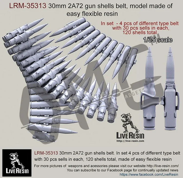 [Масштаб модельного комплекта] живая Смола LRE-35313 1/35 30 мм 2A72 Пистолет Пояс для патронов. В комплекте 4 шт различных типа пояса с 30 шт продает в каждом