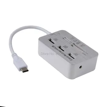 

Aluminum USB3.1 Type C to 3 Port USB 3.0 Adapter + MS SD M2 TF Multi-In-1 Card Reader Combo Hub For Macbook Windows XP/7/8