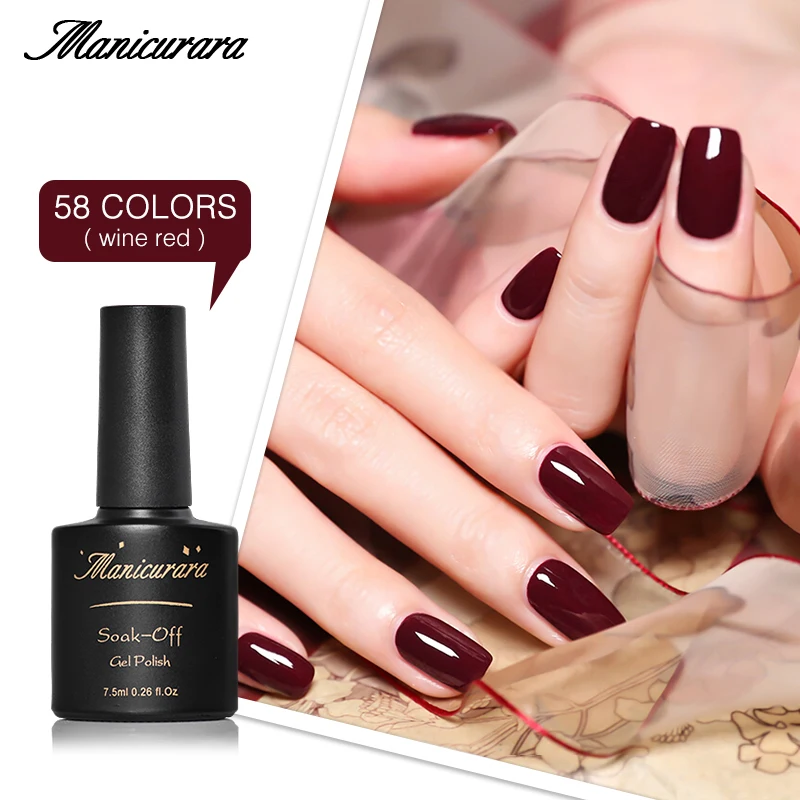 

Manicurara 7.5ml Wine Red Color Nail Gel Polish Semi Permanent Soak Off LED UV Gel Lacquer Nail Art Manicure Gel Varnish