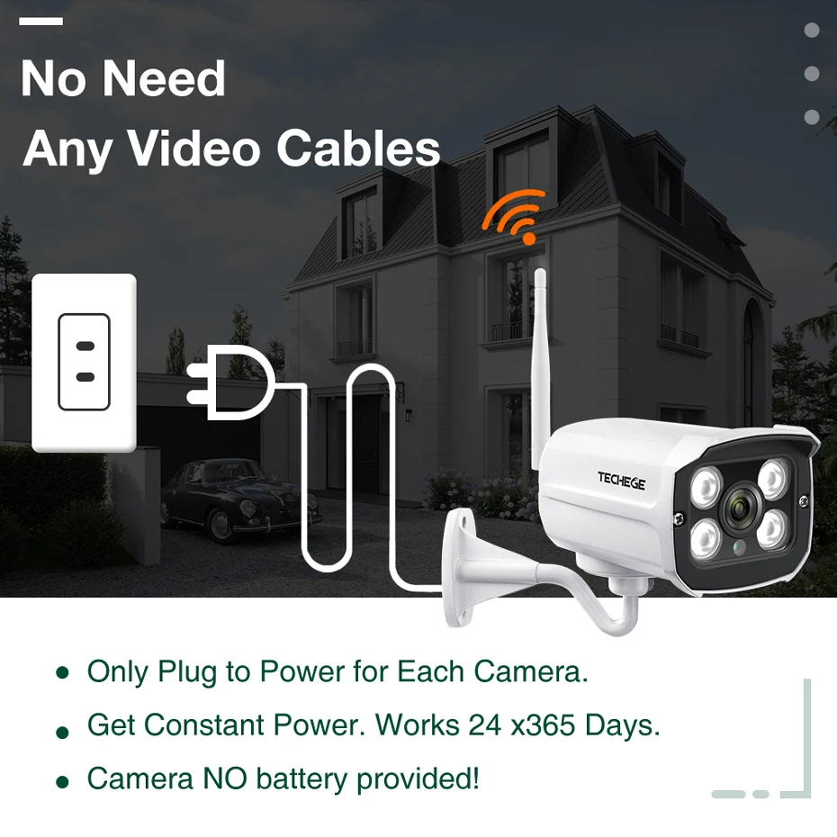 Techege Super HD 5MP IP Camera Wifi CCTV Audio Email Alert Outdoor Wireless Surveillance Onvif Video Security Camera TF Card