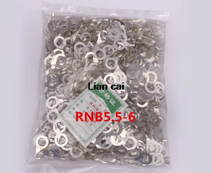 100Pcs RNB5.5-6 Niet Geïsoleerde Ring Terminal Elektrische Draad Crimp Naked Connector Awg 12-10