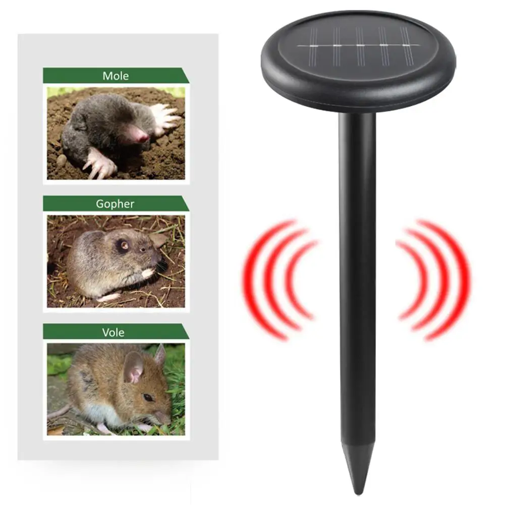 

2PCS Upgrade Solar Mice Mouse Repellent Device Ultrasonic Repeller Garden Farm Outdoor High Power Snake Moles Voles Repellent
