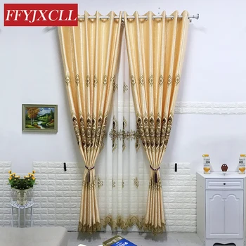 

Home Decor Polyester Fabric Europe Luxury Embroidered Blackout Curtains for Living Room Bedroom Balcony Window Curtains Drapes
