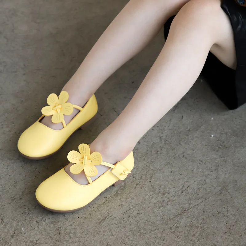 

little Baby Girls Leather Shoes Kids Princess Shoes Girls Flower Soft bottom Single Shoes For Kid Pink Yellow 1 2 3 4 5 6 8T