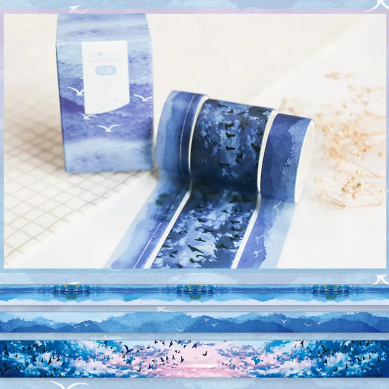 Coloffice 3 шт. синяя серия канцелярские принадлежности васи лента маленький свежий океан рисунок Клейкая Лента Скрапбукинг стикер детский подарок - Color: 4