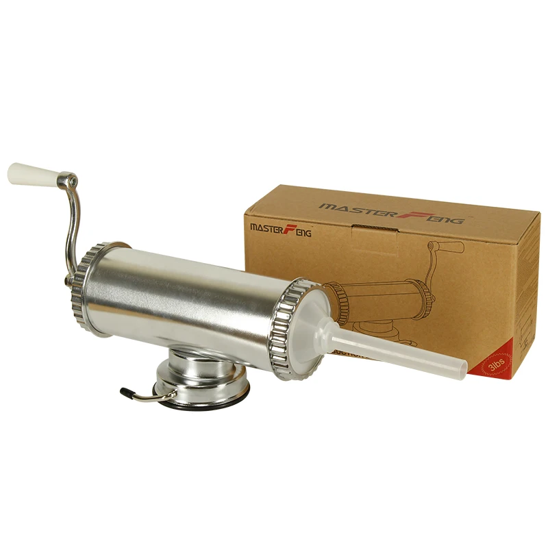 Baratos Rellenador de carne de salchicha operado a mano de 1,5 KG 3 lbs con jeringa de salchicha Base de succión