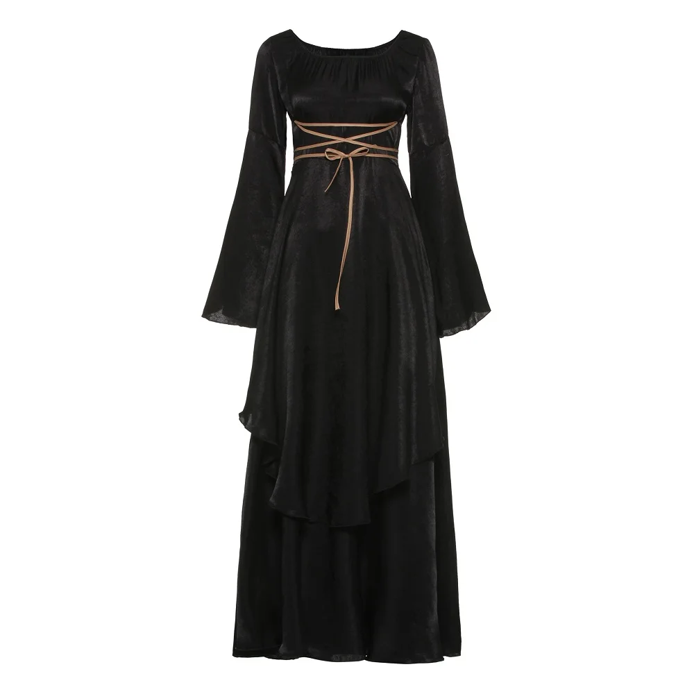 Rosetic, женские черные платья, винтажное Бандажное готическое платье с расклешенными рукавами, вечерние платья на шнуровке, черное сексуальное платье, готическое платье на Хэллоуин - Цвет: Черный