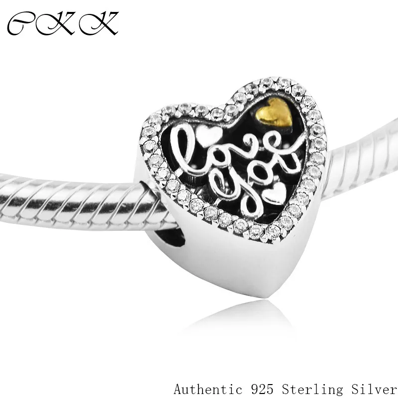 

Authentic 925 Sterling Silver Love Script Beads With Clear CZ for Jewelry Making Fit Bracelets YL500K