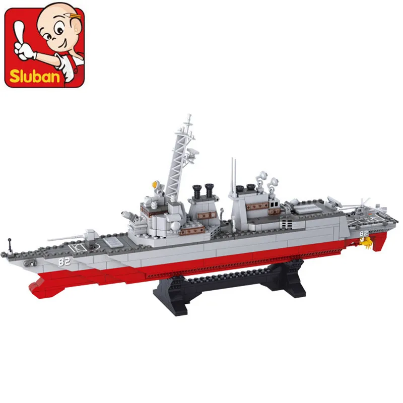 

615Pcs Army NAVY Warship Building Blocks Sets Destroyer Plane Carrier Compatible Military Educational Toys for Children