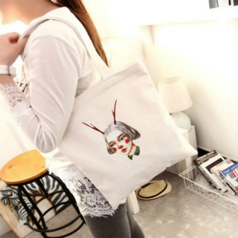 

new style fashion canvas ladies handbag girls shoulder bag women shopping bags for student cloth pouch