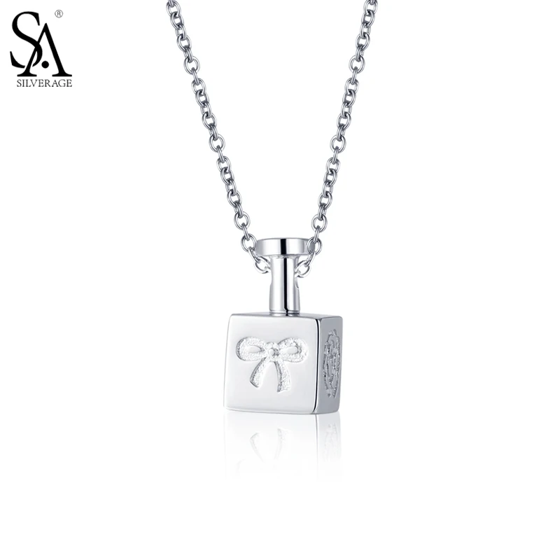 Womens Perfume Bottle Necklaces Solid 925 Sterling Silver Premium