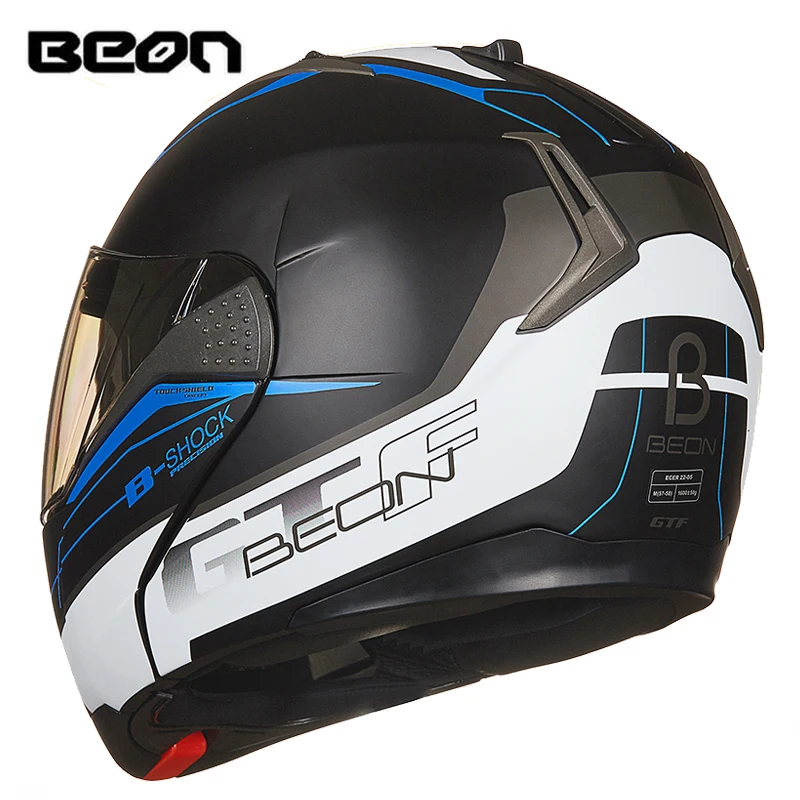 Мотоциклетный модульный шлем BEON casco защитный с двойными линзами для езды по