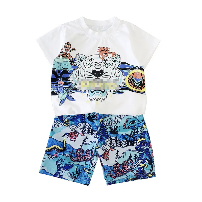 

Korean version Big Boys Clothing Sets 2019 Summer Cotton Sports Suit For Two-piece Children Sets Casual Fashion Girls Clothes