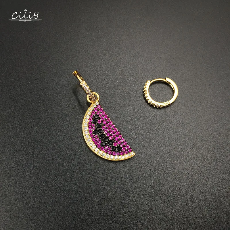 

Cility Watermelon Asymmetric Earrings 2019 New Wedding Fashion Drop Earrings Girl Jewelry Multicolor Zircon Jewellery B471825aj