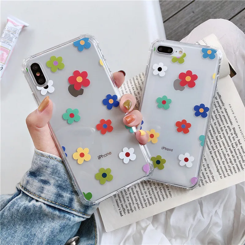 

Transparent Fresh Flower Patterned Case for Iphone 6 6S Plus X Xr 7 8 Plus Xs Max 8Plus 6Plus Case Soft Clear TPU Back Cover