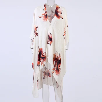 

Beach Cover up Print Swimwear Ladies Walk on The Beach Cape Robe de Plage Tunic Women Beachwear Saida de Praia