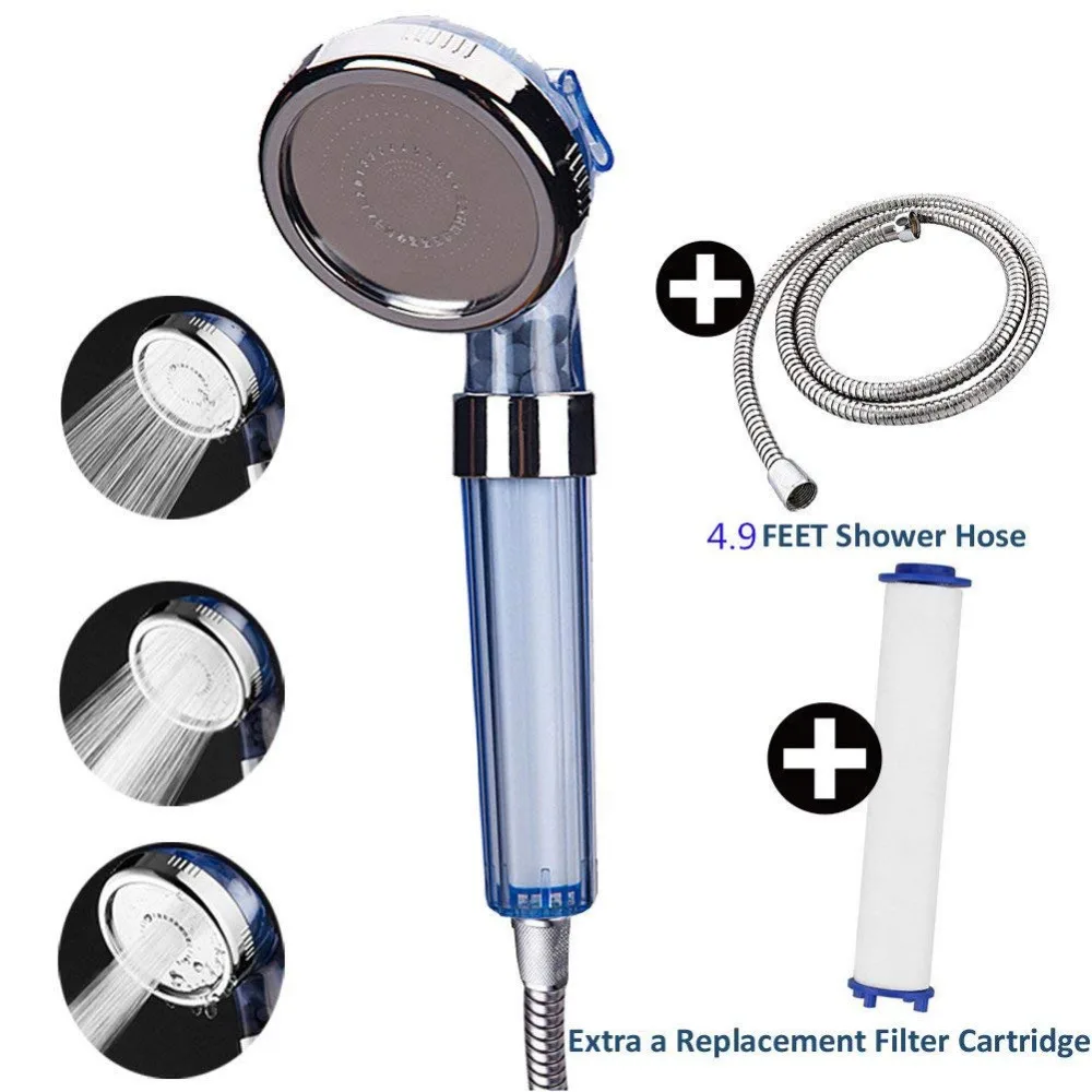 

3 Spray setting High Pressure Water Saving Ionic Filtration Shower Built-in PP Cotton Ionic Energy Stone Double Filter Skin Spa