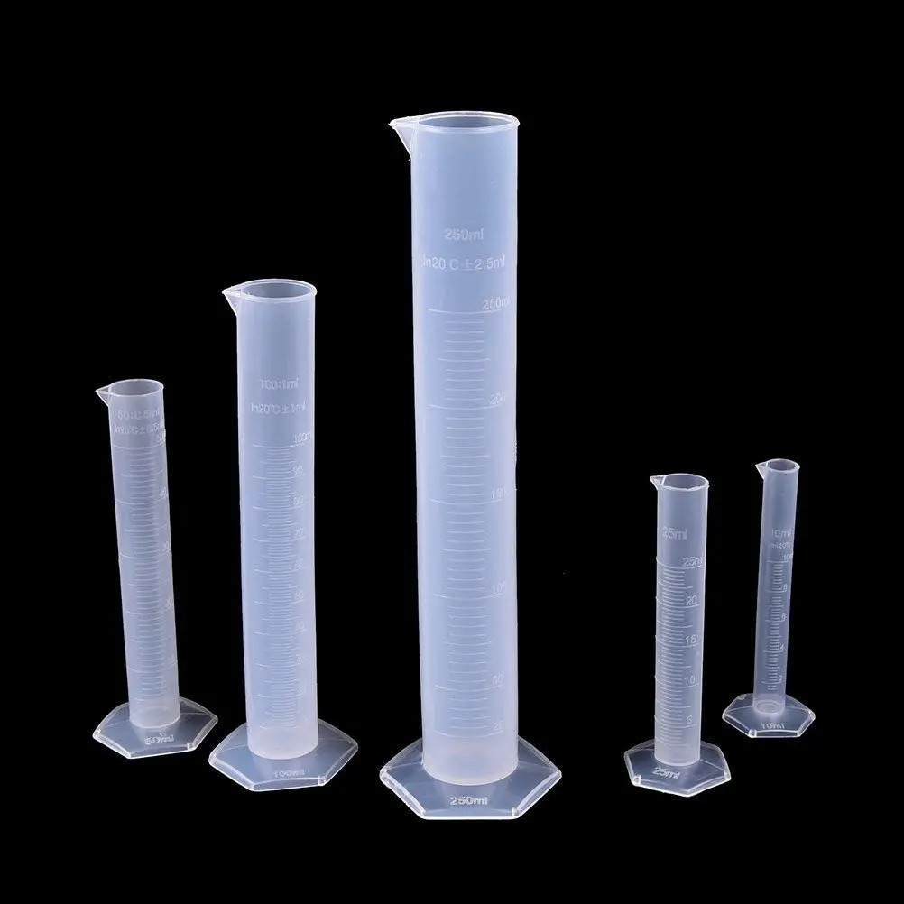 5 размеров ясно Пластик окончил цилиндров (10 25 50 100 250 мл) 5 упак. Пластик стаканы комплект-50, 100, 250, 500, 1000 мл