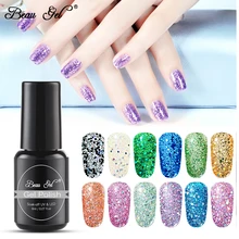 Beau гель 8 мл блеск алмазная пилка для ногтей Гель-лак многоцветный маникюр с блестками, блестящие, для дизайна ногтей замочить от УФ-гель Лаки лак