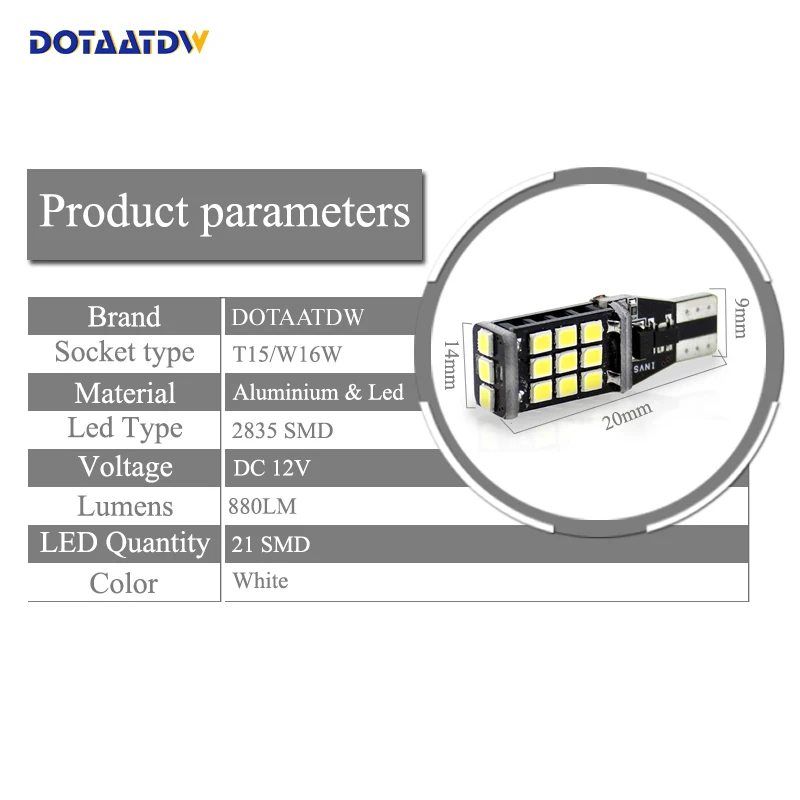 2x ошибок T15 W16W 921 912 21SMD CREE чип 2835 Автомобильный светодиодный обратный светильник