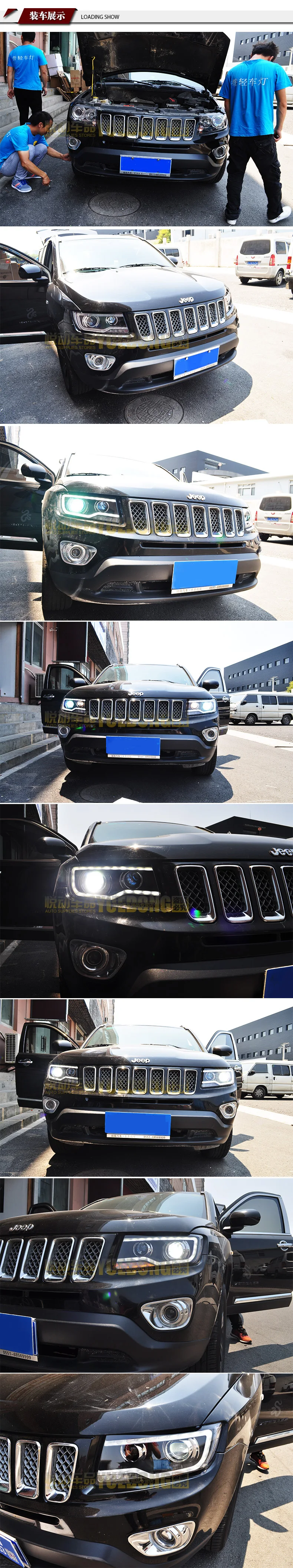 D_YL Автомобиль Стайлинг для Jeep Compass фар 2011- компас светодиодный фар DRL Объектив Двойной Луч H7 ксеноновые би ксенон объектива