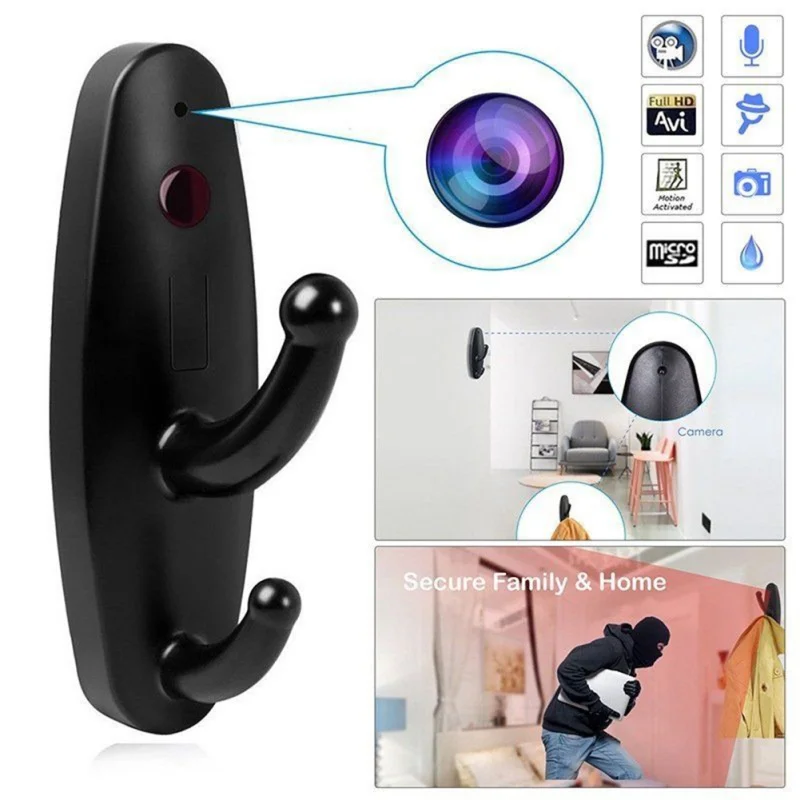 Household Clothes Hook Webcam HD Digital Webcam Wardrobe Peephole Webcam For 16gTF Card