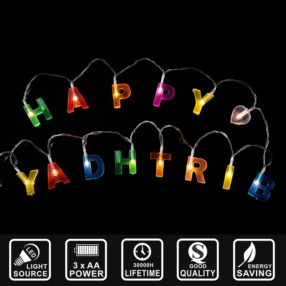 Led Chaine Lumiere Lettre Joyeux Anniversaire Avec Coeur Decoration Fete D Anniversaire Decoration De La Maison Lumiere Batterie Iy Aliexpress