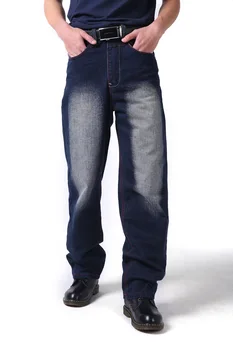 

Fashion Men`s Biker Jeans Heavy Duty Multi Pockets Japanese Style Loose Fit Plus Size 30-46 Cargo Denim Pants For Hipster