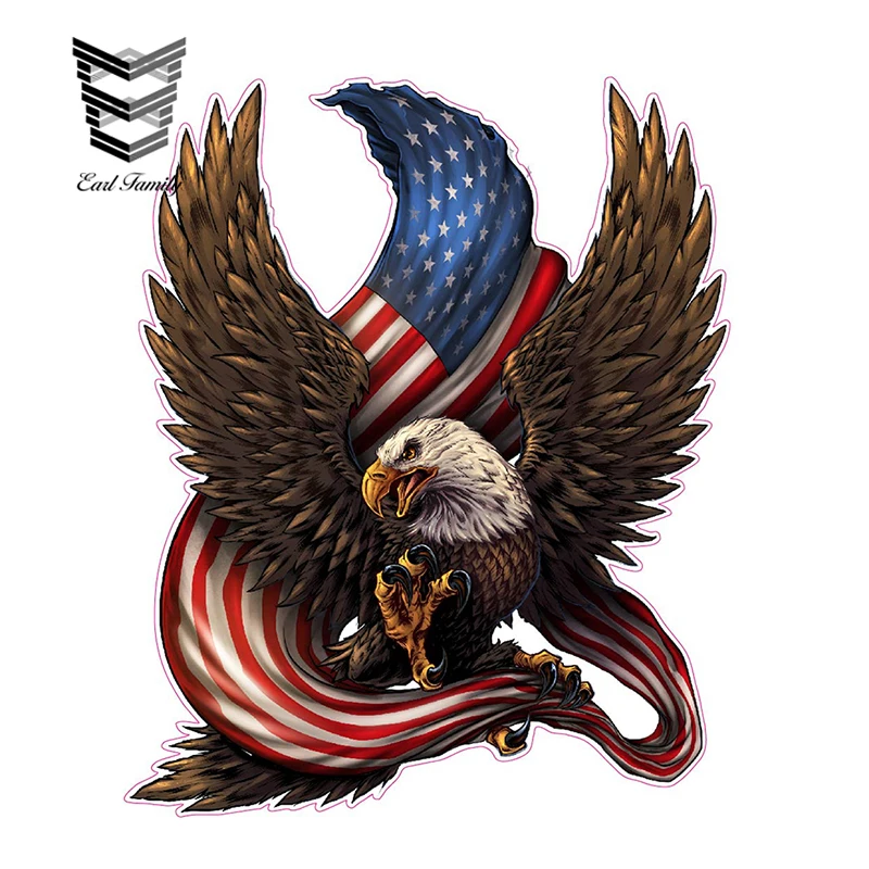 

EARLFAMILY 13cm X 11cm American Bald Eagle American Flag Vinyl Sticker Car Reflective Decal Waterproof Car Stickers Car Styling